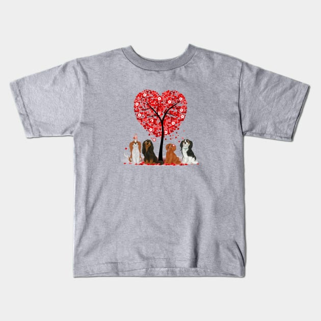 Cavalier King Charles Spaniels Love and Valentine Design Kids T-Shirt by Cavalier Gifts